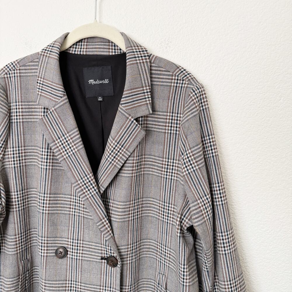 [Madewell] Caldwell Oversized Menswear Plaid Double Breasted Blazer Jacket Sz XL - Picture 10 of 13